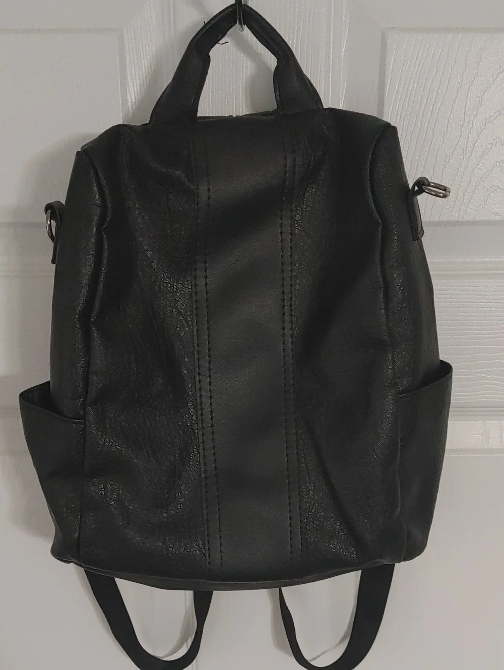 Black Faux Leather Backpack